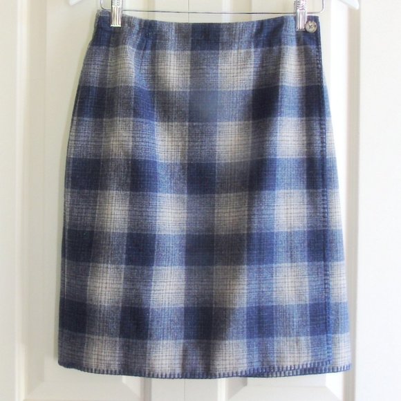 Land's End Blue and Tan Plaid Wrap Skirt Size 6 New Unworn - Picture 8 of 8